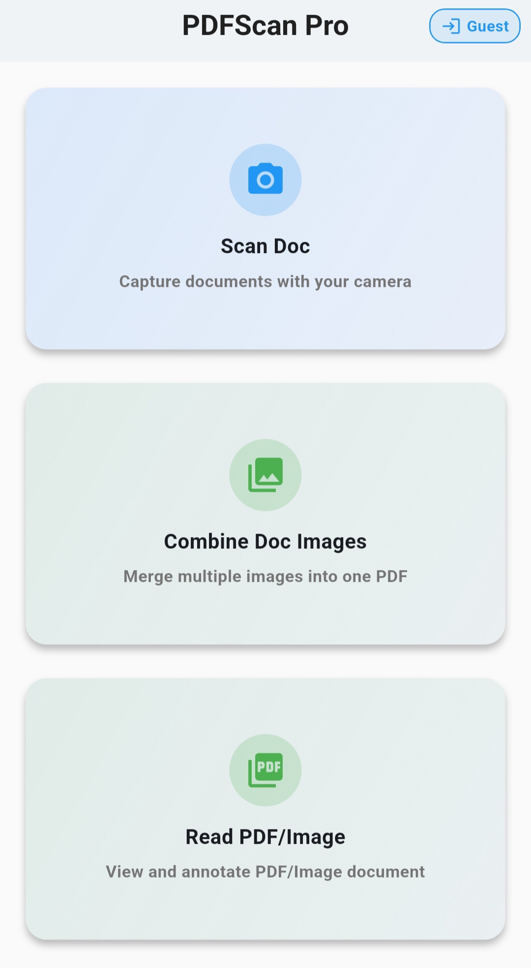 PDFScan Pro Home Screen